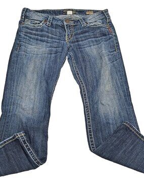 Silver Jeans Santorini Women's Capri W30 Actual 32x25 Mid Rise Blue Denim